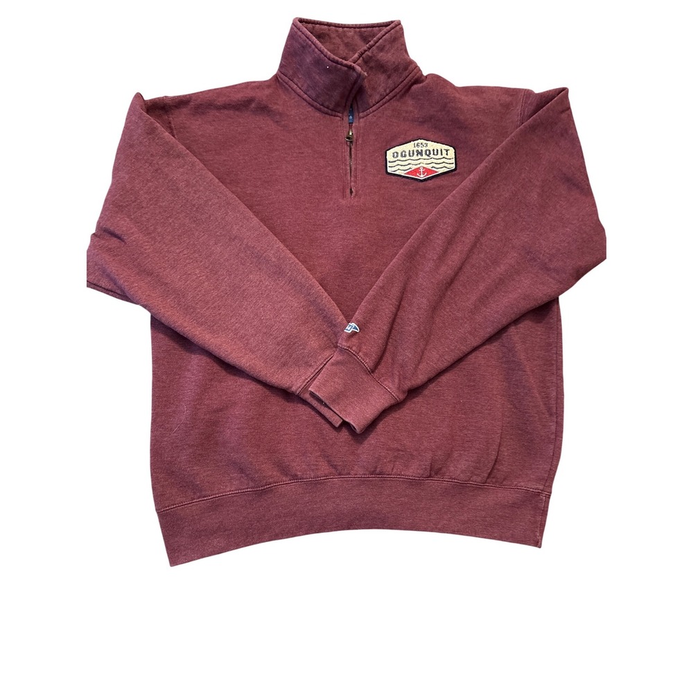 Blue 84 Mens Ogunquit Maine Quarter Zip Sweatshirt Maroon Fleece Pullover Medium